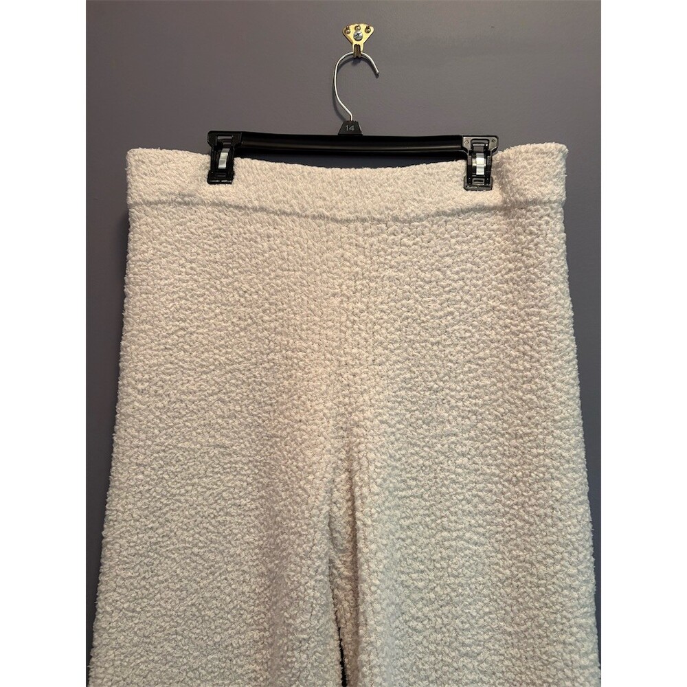 Aerie Lounge Pants Womens XL Ivory Teddy Boucle High Rise Wide Leg Pull On - Picture 2 of 7